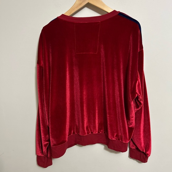 ⭐️AVIATOR NATION CLASSIC VELVET RELAXED SWEATSHIRT Red SZ S⭐️ - Picture 4 of 6